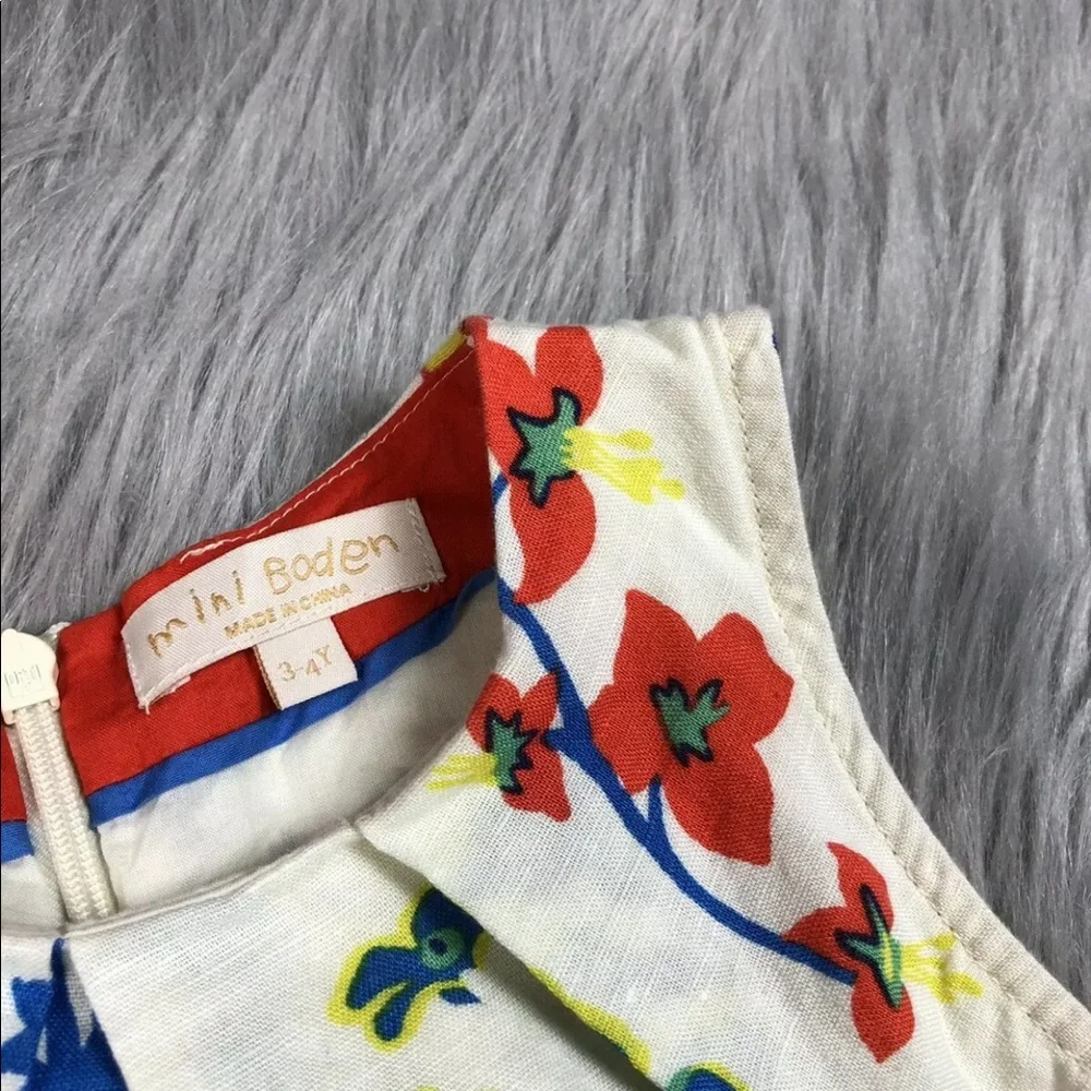 Mini Boden 3-4 Floral Sleeveless Pleated Dress